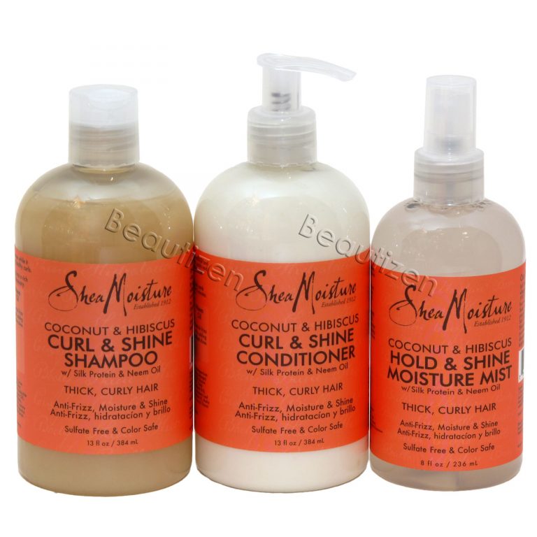 Shea Moisture Coconut Hibiscus Curl And Shine Shampoo Conditioner And Mist Set 0174