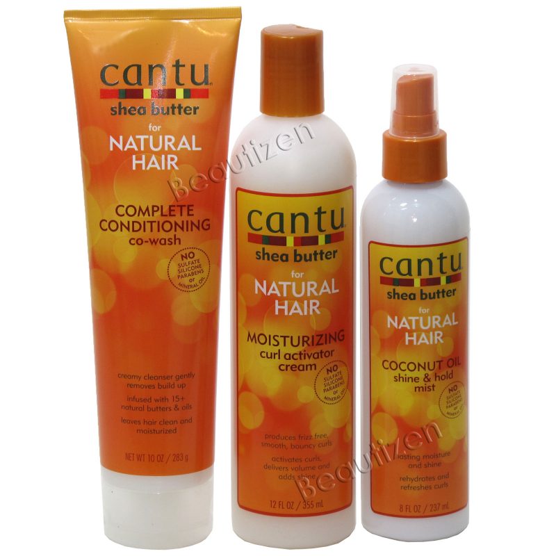 Cantu Shea Butter Natural Hair Co-Wash, Curl Activator Cream & Mist Set ...